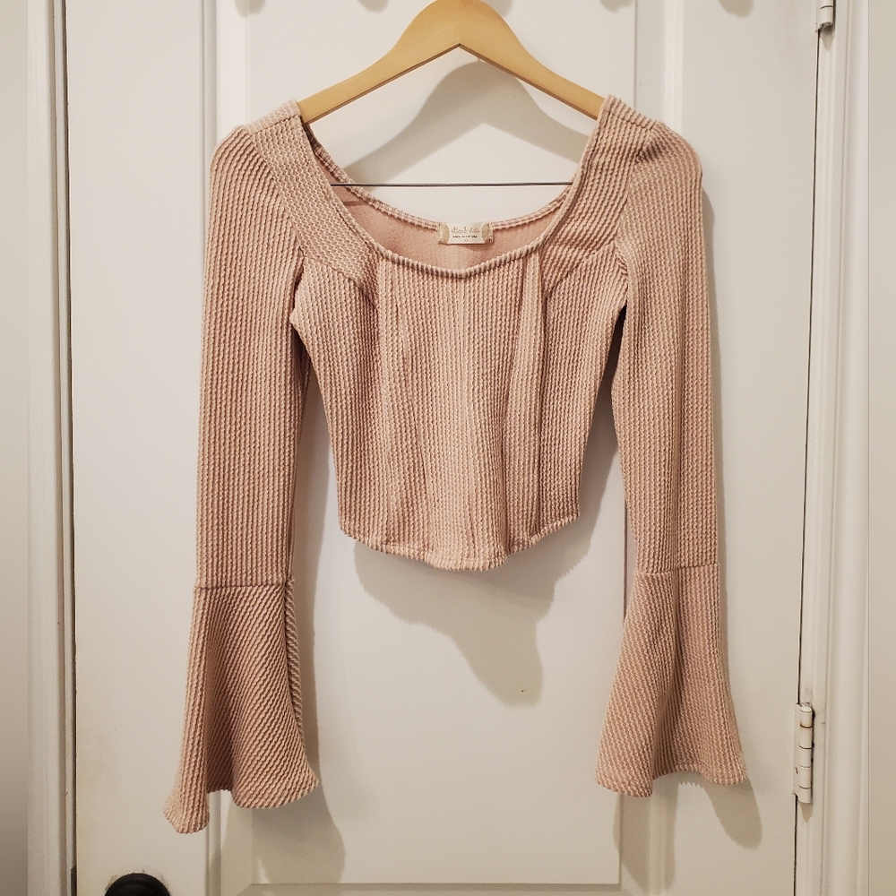 Altar'd State Ribbed Knit Crop Top in Cream